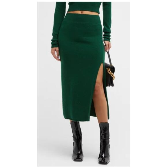 Frame Cashmere Blend Compact Pencil Skirt in Pine - Picture 4 of 13